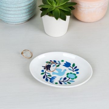 Blue Floral Trinket Tray