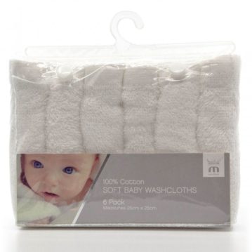 6 pack Baby Wash Cloths - White