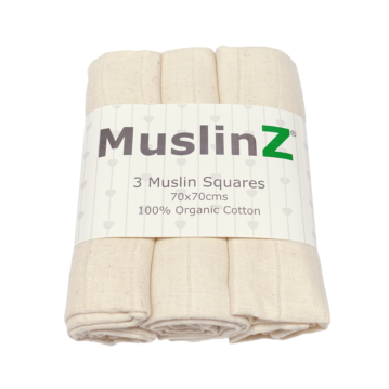 MuslinZ 3 Pack Organic Cotton Muslin Squares 70x70cm - Unbleached