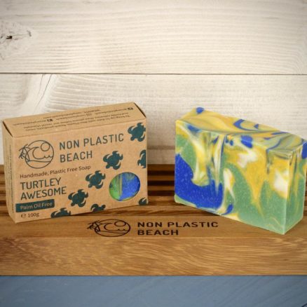 Turtley Awesome Soap. Handmade, Palm Oil Free Mojito-scented soap in a cardboard box