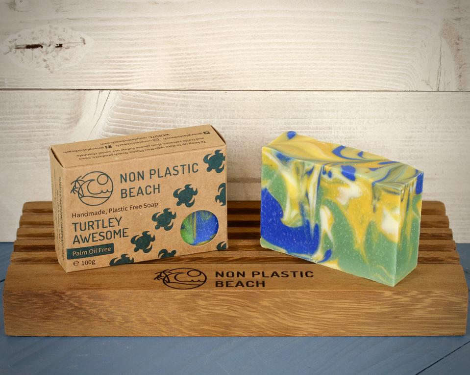 Turtley Awesome Soap. Handmade, Palm Oil Free Mojito-scented soap in a cardboard box