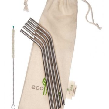 EcoLiving Stainless Steel Bent Drinking Straws (5 pack)