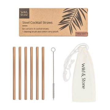 Wild & Stone - Steel Cocktail Drinking Straws Rose Gold (6 pack)