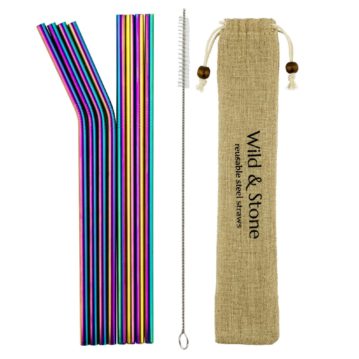 Wild & Stone - Steel Drinking Straws Rainbow (8 pack)
