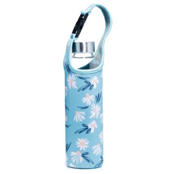 Reusable Glass Water Bottle with Protective Neoprene Sleeve with Strap - Daisy Lane