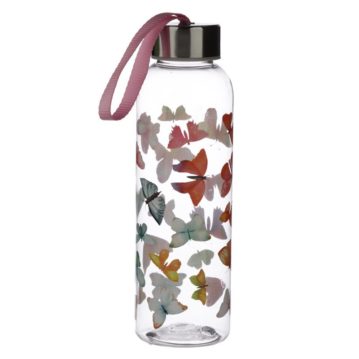 Reusable Plastic Water Bottle with Metallic Lid -  Butterfly House